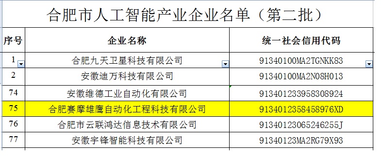 8868体育官网首页入口雄鹰被收入“合肥市人工智能企业”名录